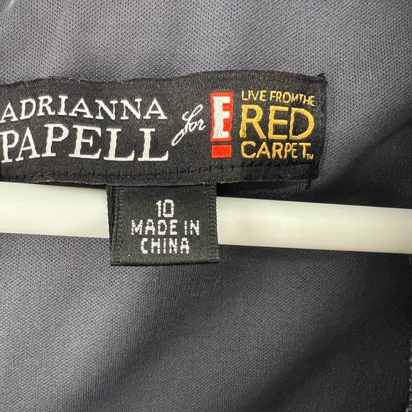 Adrianna Papell 10 gray evening gown formal pintuck ruffle flowy event party - Picture 6 of 10